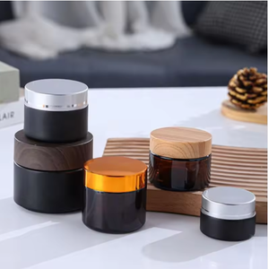 Cosmetic Glass Jars With <b>Aluminum</b> Cap Amber Colored Base 10g 15g 20g 30g 50g 60g 100g For Face Cream Eye Cream Storage - Product Image 5