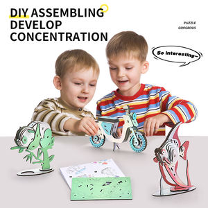 HW nouvelle éducation précoce jouets éducatifs pour enfants 3D en bois bricolage ornements créatifs <span class=keywords><strong>puzzle</strong></span> animal irrégulier avec flash - Product Image 4