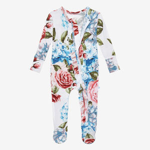 Jambear Bamboo <b>Baby</b> Rompers <b>Zip</b> Footie Romper Bamboo Footie Ruffle Ruffle <b>Baby</b> Zipper Ruffle Toddler Onesie <b>Sleepsuit</b> <b>Baby</b> - Product Image 1