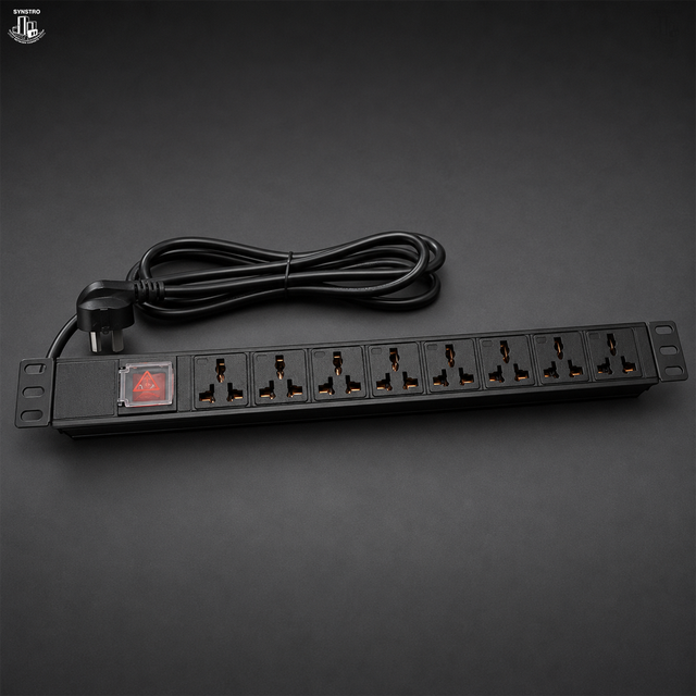 8 Outlet Universal Socket Rack Mount PDU 1U 19 Inch Horizontal Power Distribution Unit Overload Protection Server Cabinet