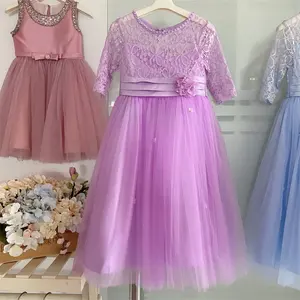 공주 드레스 키즈 유아 부티크 유아 어린이 파티 frocks 디자인 모델 니트 면화 침례 아기 파티 드레스