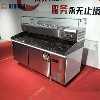 Table de préparation à pizza professionnelle en acier inoxydable à température unique, équipement de réfrigération en marbre pour comptoir à pizza - Vente en gros