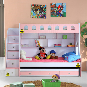 859 # literas combinadas 1,2 m 1,5 m muebles de dormitorio para niños 3 en 1 con estantería de almacenamiento camas encantadoras para niños rosas - Product Image 5