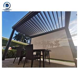 Pergola motorisée automatique à panneaux solaires, moderne, imperméable, avec revêtement en poudre, prix d'usine <span class=keywords><strong>Prima</strong></span>, lames de pont, LED, aluminium - Product Image 2