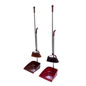 Wholesale factory direct household cleaning plastic soft bristled broom and dustpan set