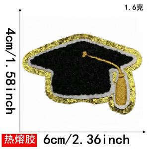 Nouveau Patch en Chenille Grand Format à Bordure Dorée Pailletée Thermocollant pour Vêtements et Sacs d'Étudiants - Product Image 2