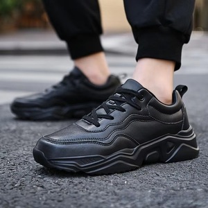 Zixi New Men's Casual Fashion Sports High-<b>Heeled</b> Leather Shoes, <b>Black</b>, Stylish and Durable Sports Shoes - Product Image 2