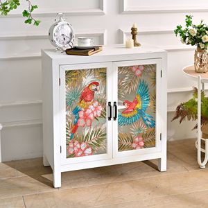 Aparador de Almacenamiento de Madera Blanco INNOVA, Mueble de Diseño Moderno con Puerta de Vidrio para Sala de Estar, Entrada, Comedor, Estilo Rústico - Product Image 2