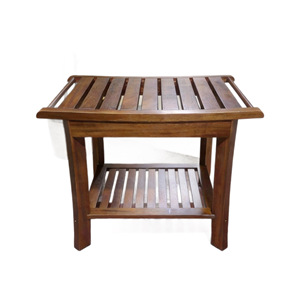 Banc de douche en teck 50,8x35,5x45,7 cm, tabouret de salle de bain en bois massif avec étagère pour la maison, l'hôtel, l'entrée - Product Image 4