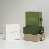Caja de Regalo de Papel Negro para Joyería, Pendientes, Collares y Colgantes, con Logotipo Personalizado, Caja de Joyería de Lujo con Cajón, Empaque para Joyería