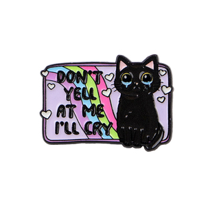 Nicht schreiend: 'Ich werde weinen' Emaille-Pin Schwarze Katze Brosche Anstecknadel Abzeichen für Rucksack Kleidung Accessoires Tierschmuck Geschenke - Product Image 3
