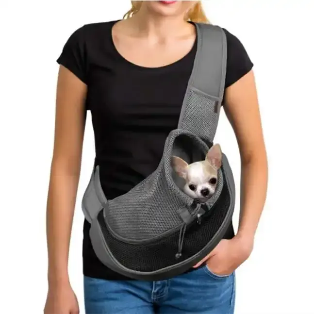 Bolso de hombro para mascotas para gatos y perros, bandolera portátil de viaje para comodidad de viaje, Mochila de tela de malla transpirable