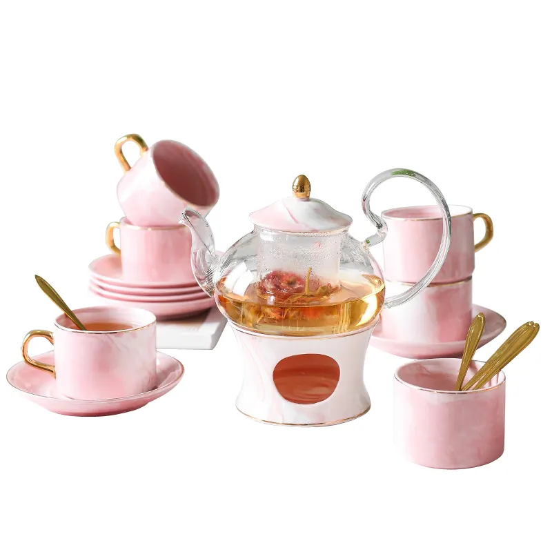 Service de tasses de café en porcelaine, 15 pièces/ensemble, délicat, européen Vintage, tasse à thé, bouilloire et soucoupes