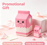 Cadeau promotionnel écologique amusant en mousse PU anti-stress en forme de lait, boule anti-stress à presser