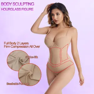 2022 Woman Shapewear Bodysuit T-Back Thong Shaper Built-in Bra 4 Steel Bones Waist Trainer Tummy Control Butt Lifter Slim Body