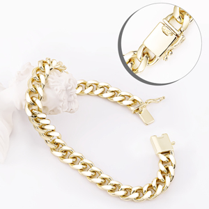 14K настоящий позолоченный браслет pulsera hombre, массивные звенья с алмазной огранкой, рок-браслет, кубинский браслет для мужчин в стиле Майами хип-хоп - Product Image 6