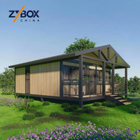 ZYBOX Villa Modulaire Préfabriquée de Luxe 40 pieds avec Toit en Pente et Porche, Maison Conteneur Extensible pour les Marchés des États-Unis, d'Australie et du Canada