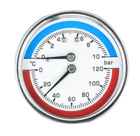 Thermomètre à double aiguille de haute qualité Double-An Y63 63mm avec boîtier en acier noir, manomètre à tube Bourdon haute température 0-10 bars