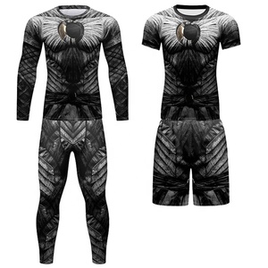 Stampa a sublimazione completa all'ingrosso jiu jitsu mma rash guards pantaloncini da <span class=keywords><strong>boxe</strong></span> Bjj personalizzati pantaloni a compressione maglietta rash guard - Product Image 5