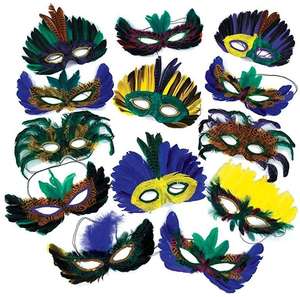 1 دزينة الخيال ريشة أقنعة 12 أنماط متنوعة ، تنكر أقنعة ماردي غرا زي حزب الحسنات - Product Image 6