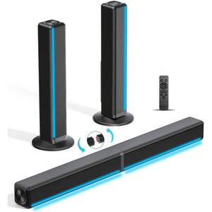 Barra de Sonido con Luces LED RGB, Sistema de Altavoces Bluetooth 2.1CH, Sonido Envolvente de 180W para Televisión - Product Image 1