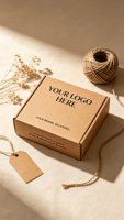 Boîte d'expédition en carton ondulé brun imprimée en flexo, personnalisable avec logo, pour petites entreprises et e-commerce