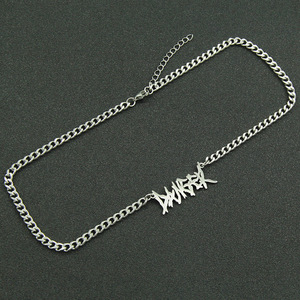 Hip Hop Hipster Collarbone <b>Chain</b>, Retro Letter <b>Titanium</b> Steel Splicing Necklace Neck <b>Chain</b> Tanjing Fashion Lijing Necklace - Product Image 3
