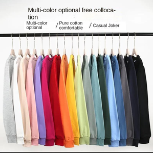 Fabricants de vêtements personnalisés printemps et automne 100% coton 360 grammes col rond à manches longues sweat décontracté couleur unie haut - Product Image 3