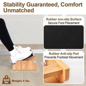 Reposapiés Ergonómico de Madera, Forma Trapezoidal, Soporte Ajustable para Piernas, Uso en Oficina y Hogar - Product Image 5