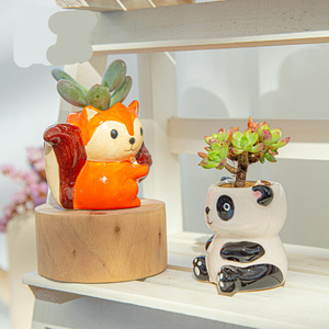 Hete Verkoop Keramische Dierlijke Bloempotten Keramische Fox Panda Geit Zebra Koe Olifant Vorm Bonsai Pot <span class=keywords><strong>Planter</strong></span> - Product Image 4