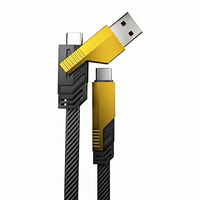 Cable USB 4 en 1, 60W PD USB-C a USB-C, Carga Rápida, Cable Trenzado de Aleación de Zinc, USB-A a USB-C 15W para Laptop, Teléfono, Tablet