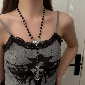 Último segmento ajustable apilado Punk gótico en capas Cruz colgante Collar cadena para mujeres adolescentes ropa de calle alternativa regalo - Product Image 6