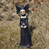 Figurines de fées miniatures en résine fées noires statue gothique halloween fée jardin