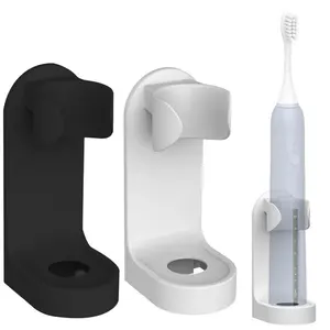 Venta al por mayor adhesivo de plástico accesorios-Soporte Adhesivo de pared para cepillo de dientes eléctrico, accesorio organizador de plástico para Baño