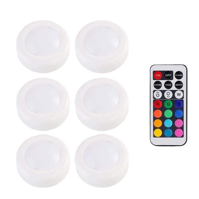 Modern Puck Lights with Remote Control Battery Operated LED Push Light up Shade 13 Color RGB for Closet Bedroom Wall Cabinet