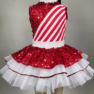 Body da Danza in Spandex per Adulti e Bambini, Costume da Ballo <span class=keywords><strong>Latino</strong></span> Rosso con Paillettes, Tutù per Spettacoli e Performance di Jazz - Product Image 2