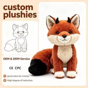 Peluche personnalisée en usine, renard démon d'Halloween, OEM, renard orange avec petites cornes, adorable animal de la forêt, mascotte en peluche, CE CPC - Product Image 1