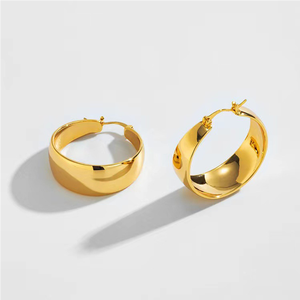 Luxury Style Gold Plated <strong>Large</strong> Stainless Steel <strong>Hoops</strong> Women's Chunky Earrings for Fashion Gift - Product Image 3