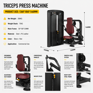 Machine d'extension des triceps assise à charge libre SK Commercial – Équipement de fitness professionnel pour salle de sport avec pile de poids pour entraînement des bras - Product Image 2