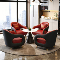 Ensemble de tables et chaises de réception de luxe en acier inoxydable et cuir pour hôtel, bureau, hall d'entrée, salon