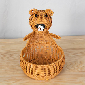 Panier à fruits tissé en forme d'ours Bobai, panier de rangement rond marron fait à la main pour la décoration du salon et du bureau - Product Image 4