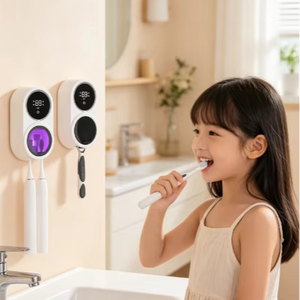 Stérilisateur de brosses à dents UV intelligent à induction automatique, mural, pour maison et hôtel, avec séchage à air chaud, rechargeable, OEM ODM - Product Image 1