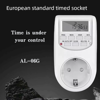 Soket saklar waktu elektronik Mini AL-06G, colokan Eropa/Inggris, fungsi pengatur waktu, pemutus sirkuit bahan PC