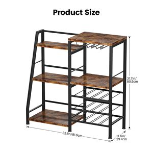 Mueble <span class=keywords><strong>Bar</strong></span> para Licores, Independiente, con Soporte para Vasos y Rejillas, Estante Trapezoidal para Exhibición de Botellas de Licores - Product Image 6