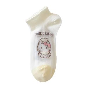 Milk Kitty Women's Ankle <b>Socks</b> Breathable Thin Cotton Cartoon Cute Low Cut <b>Socks</b> For Youth Summer Wear - Product Image 4