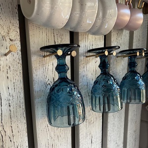 Cổ điển dày uống ly thủy tinh Roman cột rượu vang kính màu dập nổi Tiki ly - Product Image 5