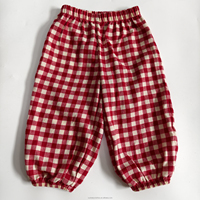 Pantalon pour bébé en coton 100% à carreaux gingham, taille élastique, coupe ample, style lanterne, unisexe, pour tout-petits, garçons et filles, pantalon décontracté pour enfants