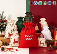 Sacs cadeaux en toile réutilisables avec logo imprimé personnalisé, pochette cadeau en coton, sac de shopping pour emballages de vente au détail de fêtes
