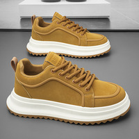 Baskets compensées en daim pour hommes, semelle épaisse, style décontracté, rehaussantes, tendance streetwear, chaussures de skate