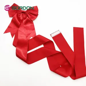 Gordon Ribbons 50 mm Red Large Door Bow Satin Ribbon Bow with Hook and Loop Fasteners for Christmas Decoration